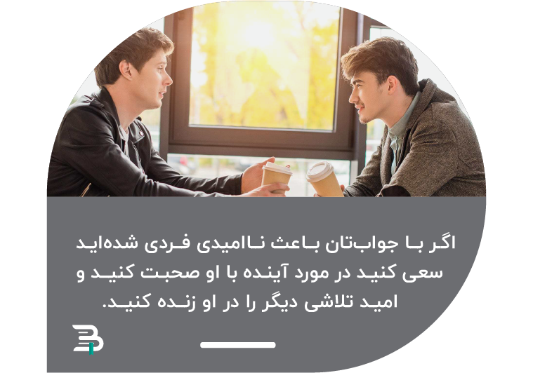 با صحبت در مورد آینده از ناامیدی جلوگیری کنید جواب منفی,خبر بد,آینده, تلاش, امیدواری